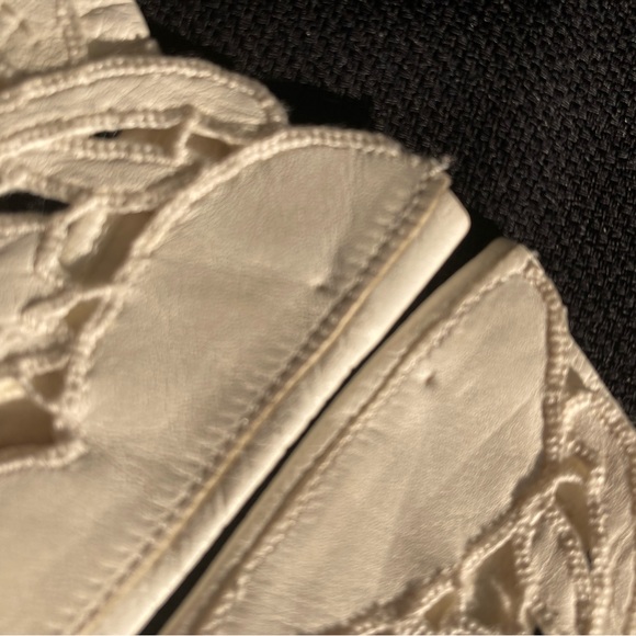 VTG Leather Gloves Italian Made by Anticoli Off White Size 7 - Picture 12 of 16